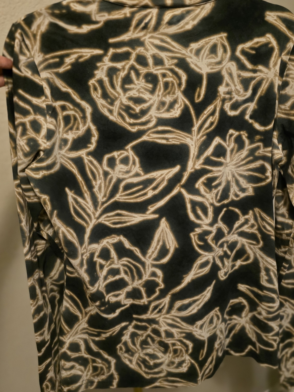 Gary Graham 422 Black Blurred Floral Long-Sleeve Blouse Large